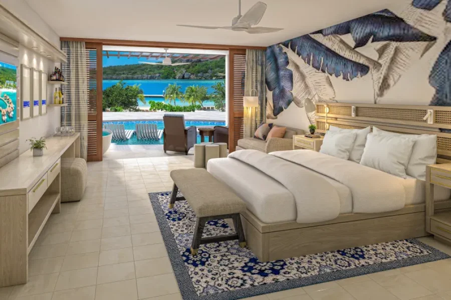 Sunchi Swim-up Club Level Beachfront Junior Suite with Patio Tranquility Soaking Tub